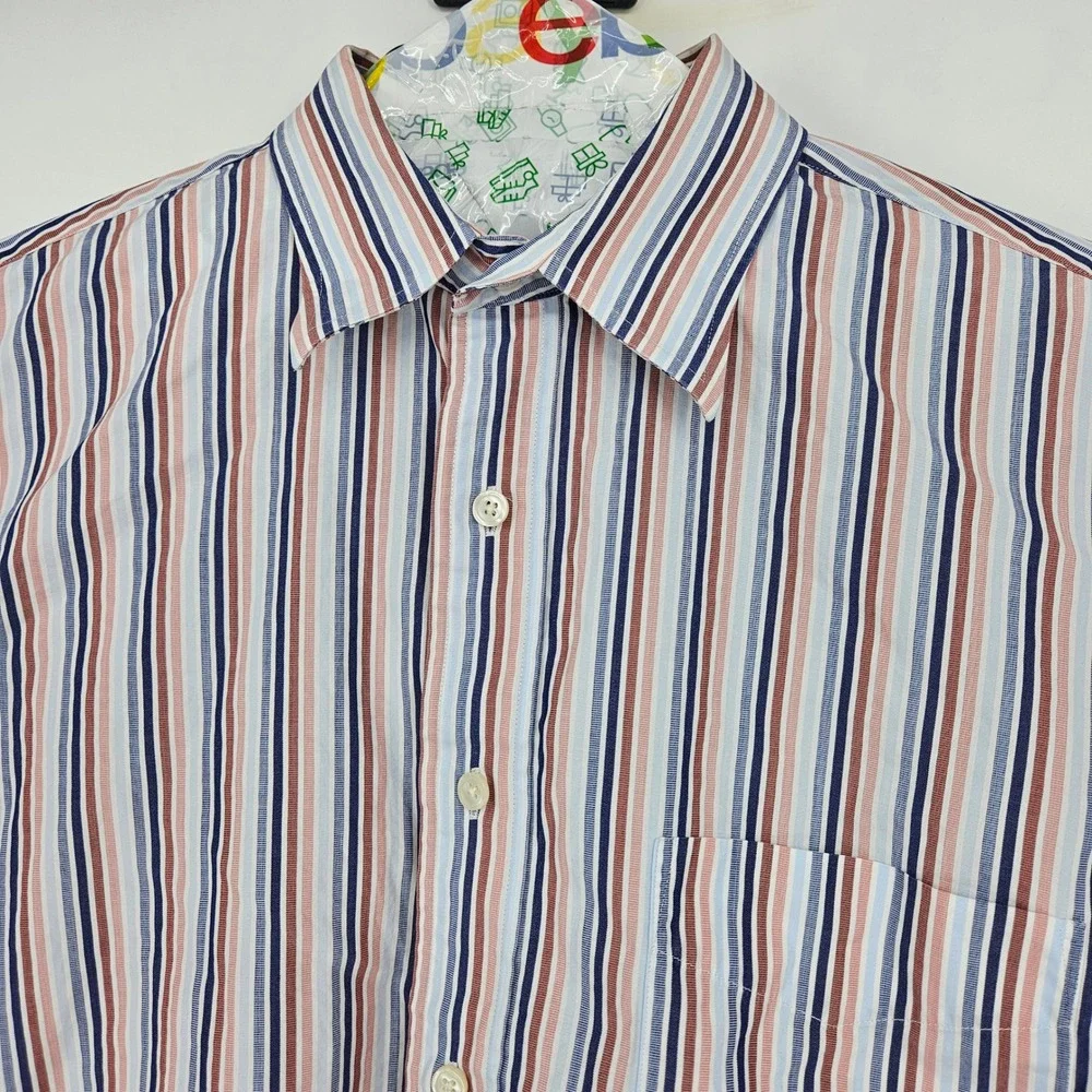 J‎ Crew Shirt Mens Large 16 16.5 Striped Button Up Casual Long Sleeve FLAWS